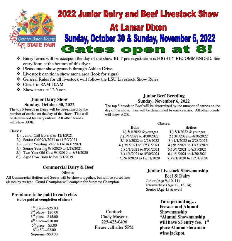 2022 Junior Dairy & Beef Livestock Show