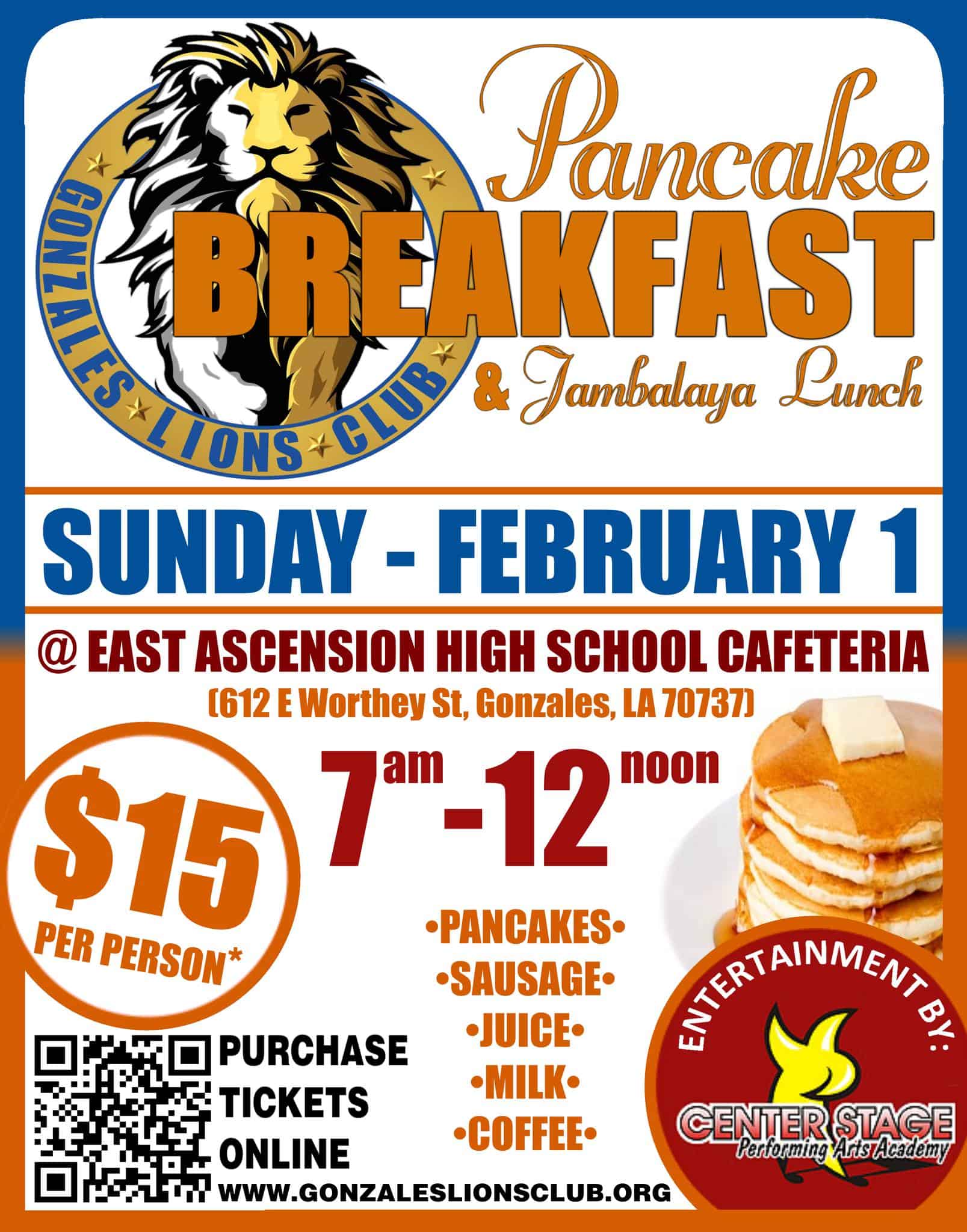 Pancake Breakfast and Jambalaya Lunch