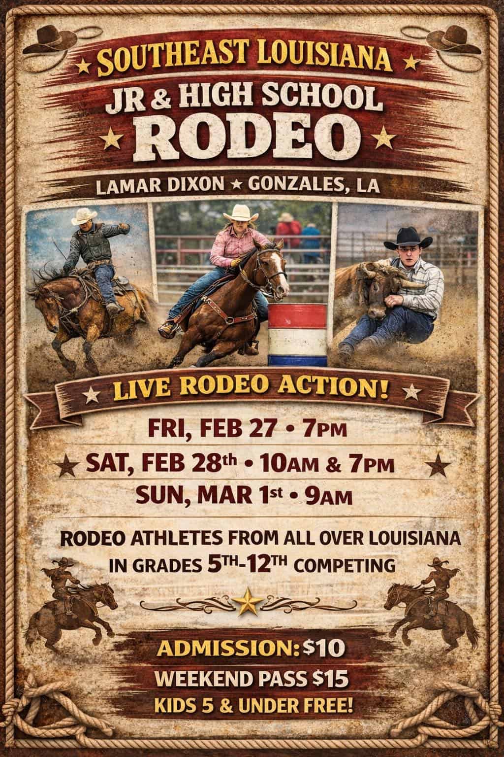 Southeast LA Jr. and High School Rodeo (Feb. 27-Mar. 1)