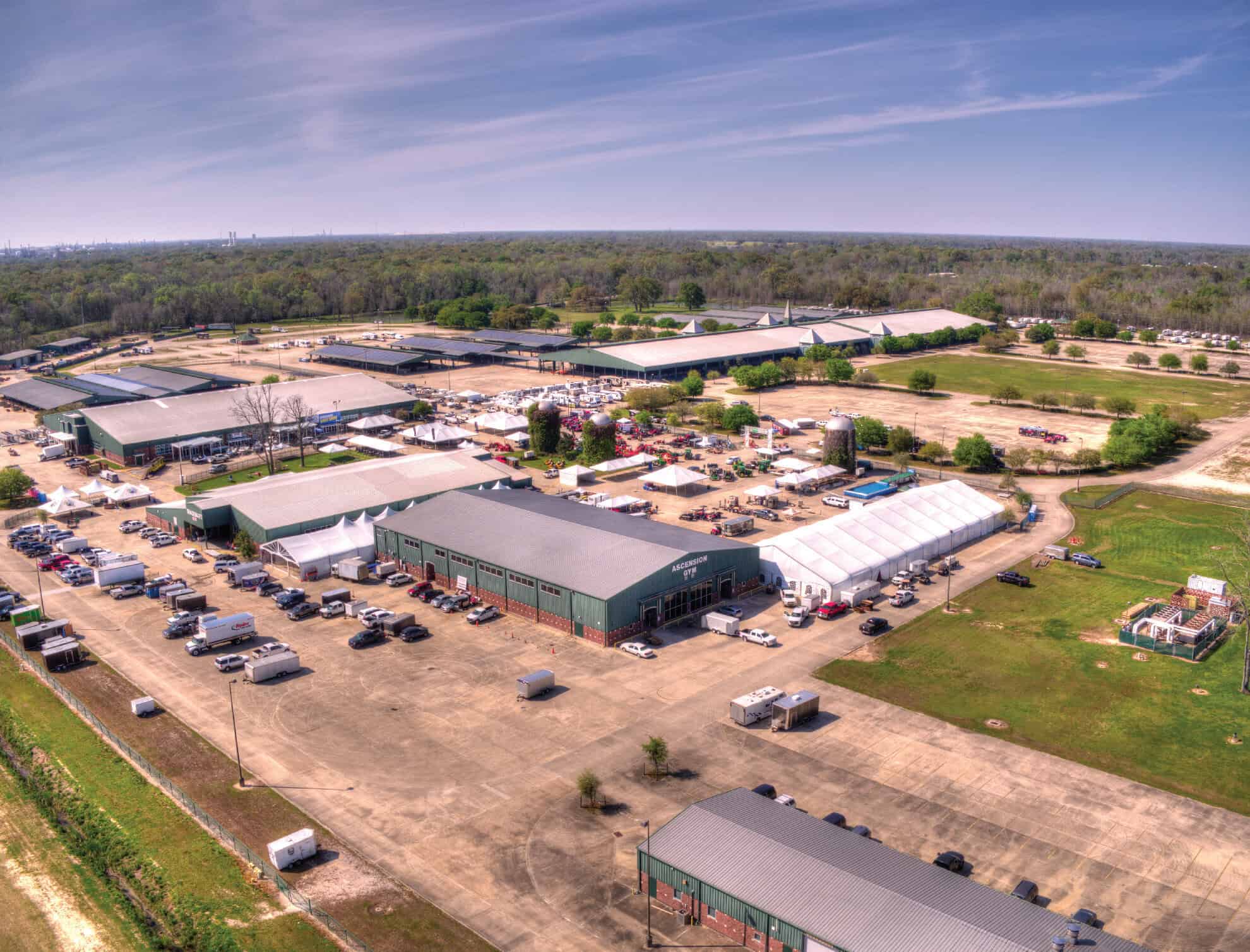 aerial view of a movie set in Ascension Parish