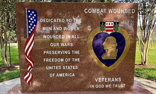 Veteran's Memorial: Combat Wounded Veterans. In God We Trust. Dedicated to the men and women in all our wars preserving the freedom of the United States of America