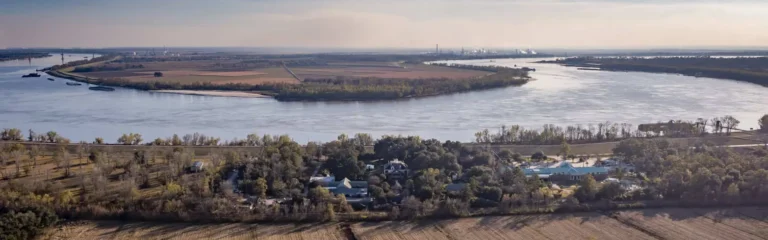 scenic Mississippi river and coastline