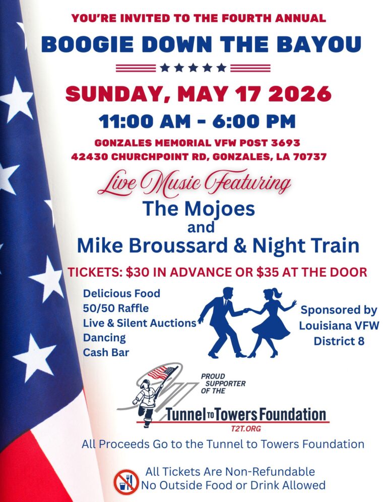 Boogie Down the Bayou is on May 17 at VFW Post 3693