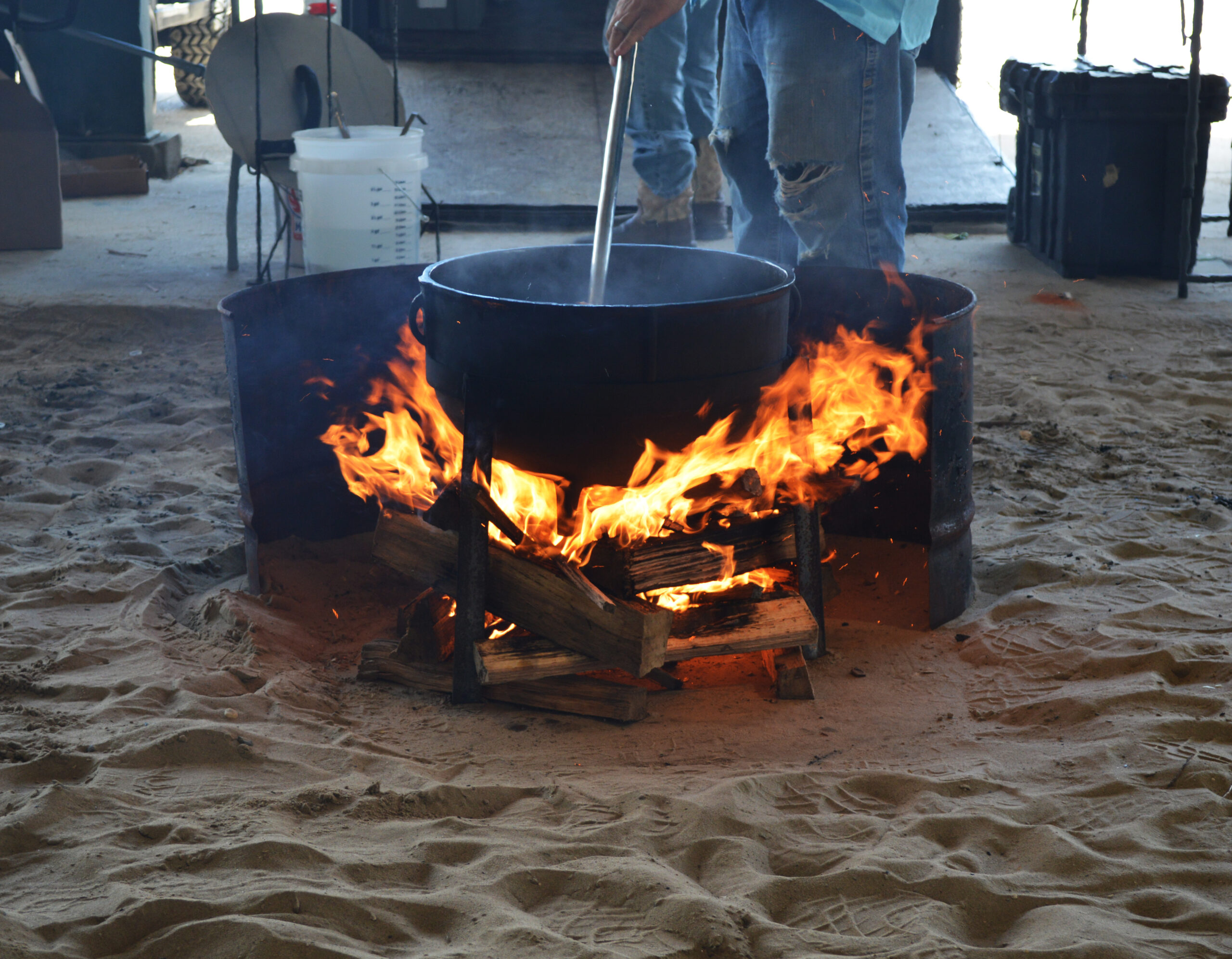 A heated Jambalaya pot at the Jambalaya Festival