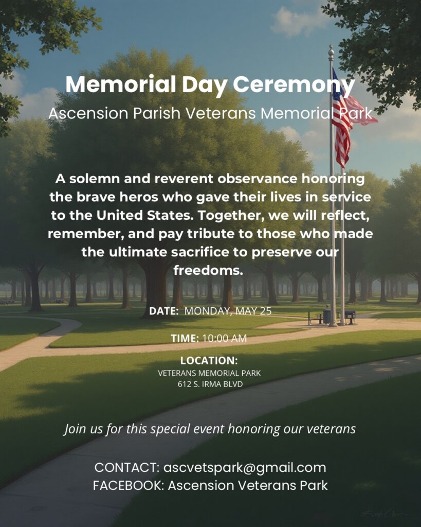Memorial Day Ceremony at Ascension Veterans Park