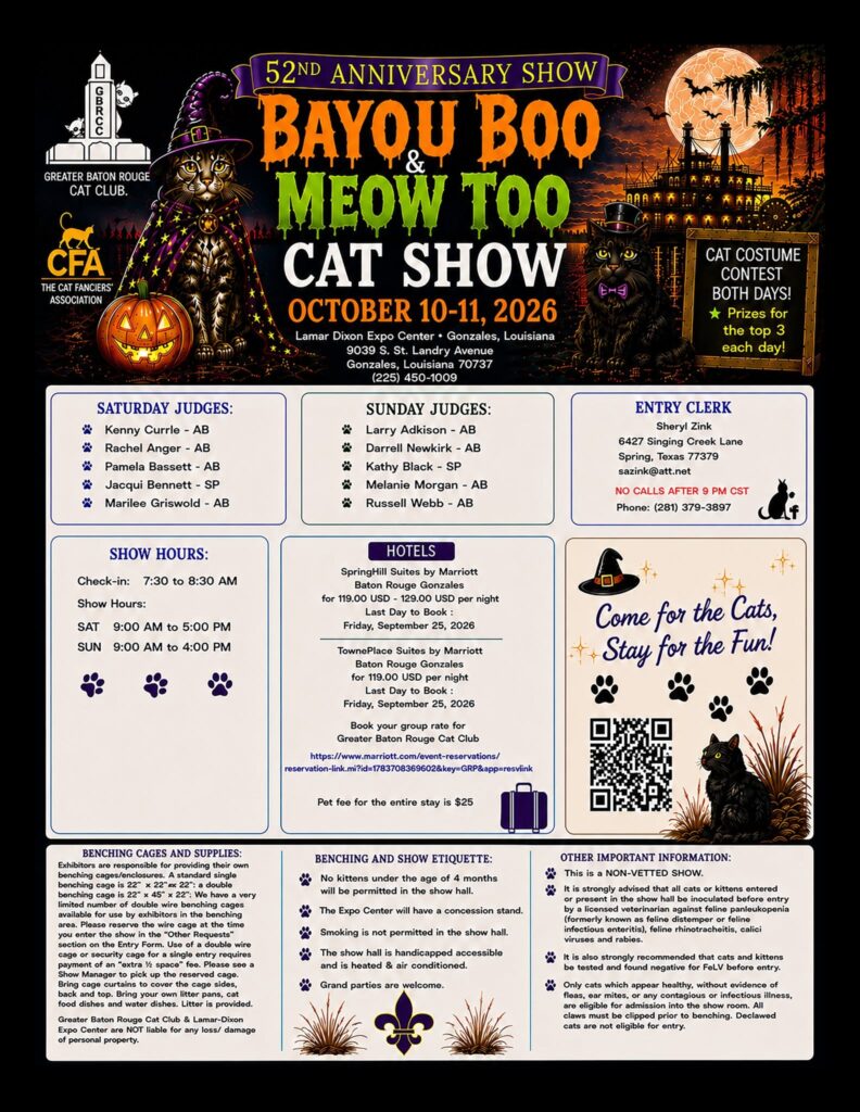 Bayou Boo and Meow Too Cat Show